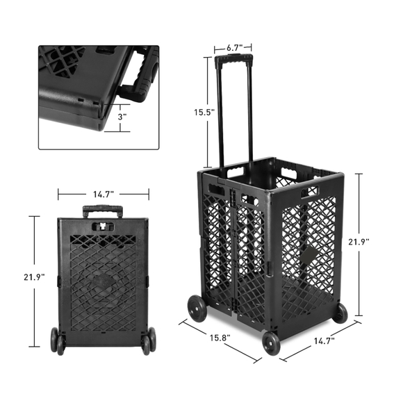 🆕 Collapsible Rolling Utility Cart - Picture 5 of 12